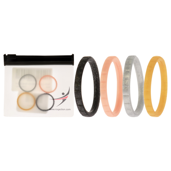 Silicone Wedding Stackble Lines Ring Set - Metal by ROQ - Picture 1 of 2